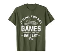 It's All Fun and Games Until The Battery Dies RC Boats Model T-Shirt, Men, Olive Green, Large