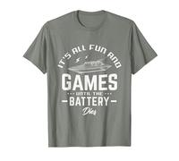It's All Fun and Games Until The Battery Dies RC Boats Model T-Shirt, Men, Olive Heather, Large