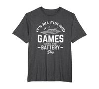 It's All Fun and Games Until The Battery Dies RC Boats Model T-Shirt, Men's Big and Tall, Dark Heather Grey, 5X Tall