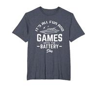 It's All Fun and Games Until The Battery Dies RC Boats Model T-Shirt, Men's Big and Tall, Heather Blue, 4X Tall
