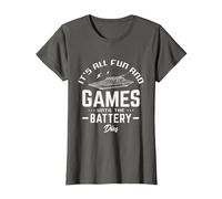 It's All Fun and Games Until the Battery Dies RC Boats Model T-Shirt, Women, Asphalt Grey, Medium