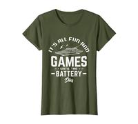 It's All Fun and Games Until The Battery Dies RC Boats Model T-Shirt, Women, Olive Green, Medium