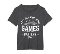 It's All Fun and Games Until The Battery Dies RC Boats Model T-Shirt, Women's Plus, Dark Heather Grey, 4X