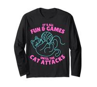 It's All Fun & Games Until The Cat Attacks Funny Knitting Long Sleeve T-Shirt