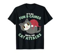 It's All Fun & Games Until The Cat Attacks Funny Knitting T-Shirt