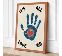 It's All Love Retro Canvas Wall Art Print 18x12 Inch | Ready to Hang, Gallery Wrapped, Fade-Resistant Inks, Securely Packaged, UK Made