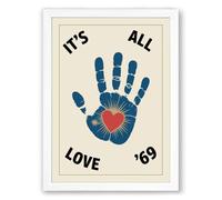 It's All Love Retro Framed Wall Art Print A4 (29.7×21cm) White, Wall Decor for Living Room, Bedroom, Office & Home, Ready to Hang, Art Gift
