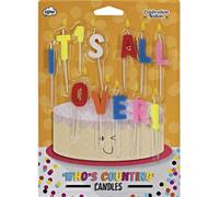 'It's All Over' Birthday Cake Letter Candles, Multicoloured, Novelty Party Decorations