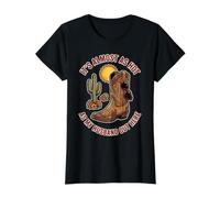 Its Almost As Hot As My Husband Out Here Cowboy Boot Value Graphic T-Shirt, Women, Black, XS