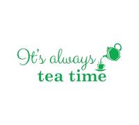 It's Always Tea Time Cup Teapot Kitchen Cafe Wall Decals PVC 28x76.3cm Self Adhesive Green