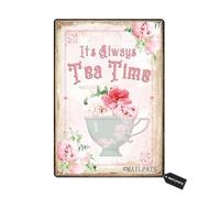 It's Always Tea Time Print, Wall Art Decor, Kitchen Print, Shabby Chic Teacup, Teacup Wall Art, Tea Party Sign 8x12 inch