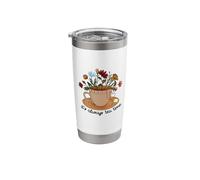 It's Always Tea Time | Text with Colorful Flowers & Tea Cup Stainless Steel Insulated Tumbler
