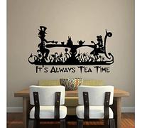 It's Always Tea time Vinyl Wall Decal Home Decor Living Room Bedroom Alice in Wonderland Art Mural Removable Wall Stickers 31x57cm