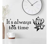 It's Always Tea time Wall Sticker Art Kitchen Stickers Vinyl Decor Home Cups Board Decal Cup Tile Quote Coffee wrap Decal Decoration Decals Walls Quotes Door Pub Adhesive Transfer Stencils Cupboard