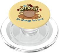 It's Always Tea Time with Colorful Flowers inside A Tea Cup PopSockets PopGrip for MagSafe