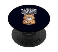 It's Annoying Morning Before You're Rested Grumpy Chubby Cat PopSockets Adhesive PopGrip