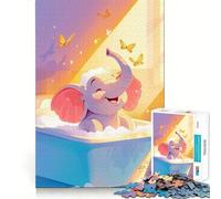 It's Baby Elephant Bath Time Jigsaw Puzzles for Adults 1000 Piece Indoor Play Fade Resist Home Activity Art Display (38x26cm)