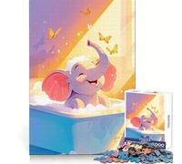 It's Baby Elephant Bath Time Jigsaw Puzzles for Adults 1000 Piece Indoor Play Fade Resist Home Activity Art Display (38x26cm)