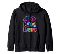 It's Beautiful Day for Learning Tie Dye Back to School Zip Hoodie