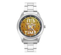 It's Beer Time Watches for Men Business Dress Watch Stainless Steel Band Wristwatch