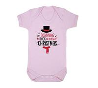 It's Beginning to Look a lot Like Christmas Snowman Baby Grow Vest, 0-3 Months, Pastel Pink