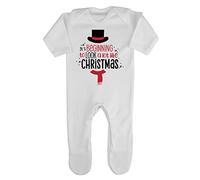 It's Beginning to Look a lot Like Christmas Snowman Baby Romper Jumpsuit with feet, 3-6 Months, White