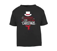 It's Beginning to Look a lot Like Christmas Snowman Short Sleeve Cotton Toddler t Shirt, 1-2 Years, Black