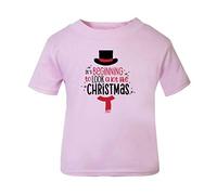 It's Beginning to Look a lot Like Christmas Snowman Short Sleeve Cotton Toddler t Shirt, 3-4 Years, Pastel Pink