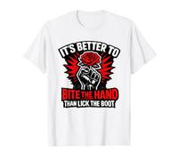 It's Better to Bite The Hand Than Lick Boot Anti Authority Value Graphic T-Shirt, Men, White, M