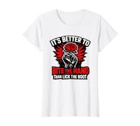 It's Better to Bite The Hand Than Lick Boot Anti Authority Value Graphic T-Shirt, Women, White, S