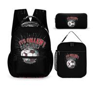 Its Called Soccer Not Football Backpack 16" Pen Case Lunch Bag 3 Set | for Men Women Large Capacity Comfortable Carry Insualted Lunchbag Travel
