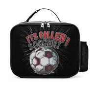 Its Called Soccer Not Football Insulated Lunch Bag Travel Lunchbox | Reusable Cooler Bags Bottle Holder Elastic Band Mesh Pocket Buckle Handle