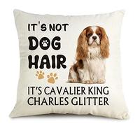 It's Cavalier King Charles Glitter Throw Pillow Cover - It's NOT Dog Hair,Cavalier King Charles Dog Decor,Funny Pillowcase,Gift for Dog Lovers,Sofa Bed Living Room Home Decoration, 18x18 Inch 8D309