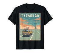 It's Chase Day Storm Chaser Tornado Weather Chasing Art Value Graphic T-Shirt, Men, Black, XL