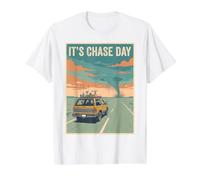 It's Chase Day Storm Chaser Tornado Weather Chasing Art Value Graphic T-Shirt, Men, White, S