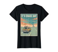 It's Chase Day Storm Chaser Tornado Weather Chasing Art Value Graphic T-Shirt, Women, Black, L