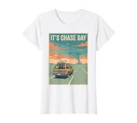 It's Chase Day Storm Chaser Tornado Weather Chasing Art Value Graphic T-Shirt, Women, White, M
