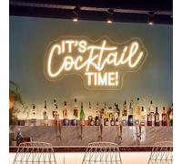 It's Cocktail Time Neon Sign Dimmable Bar LED Neon Light USB Powered Cocktails Light up Signs for Wall Decor Beer Bar Pub Man Cave Party Art Décor(Warm White)