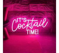 It's Cocktail Time Neon Sign Dimmable Bar LED Neon Light USB Powered Cocktails Light up Signs for Wall Decor Beer Bar Pub Man Cave Party Art Décor(Pink)