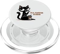 It's Coffee O'clock Cute Black Cat Caffeine Drinker PopSockets PopGrip for MagSafe