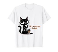 It's Coffee O'clock Cute Black Cat Caffeine Drinker T-Shirt
