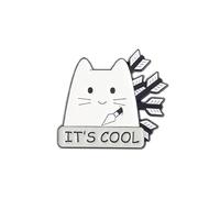It's Cool Enamel Pin White Cat Hit By Many Arrows Metal Badge Brooch For Backpacks Coat Accessories, Stainless Steel, no gemstone