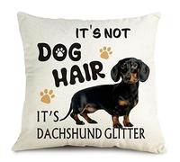 It's Dachshund Glitter Throw Pillow Cover - It's NOT Dog Hair,Dachshund Dog Decor,Funny Pillowcase,Gift for Dog Lovers,Sofa Bed Living Room Home Decoration,18x18 Inch 8D319