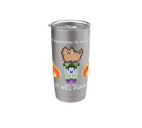 It's Dangerous Alone Take This It Will Purr Cat Retro Gamer Stainless Steel Insulated Tumbler