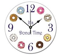 It'S Donut Time Donut Shop Round Clocks Easy To Read Electronic Wall Clock Arabic Numerals Quartz Clocks For Office Dining Room Kitchen 25Cm
