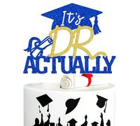 It's DR Actually Cake Topper - Congrats Doctorate Degree, Class of 2026 PHD JD MD Degree Graduation Party Decoration Supplies, Gold and Blue Glitter