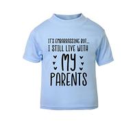 It's Embarrassing but I Still Live with My Parents Statement [BBY3] Short Sleeve Cotton Toddler t Shirt, 2-3 Years, Pastel Blue