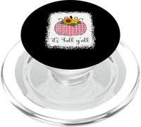 It's Fall Yall Halloween Bleached Pink Pumpkin Buffalo plaid PopSockets PopGrip for MagSafe