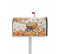 It's Fall Yall Mailbox Covers Magnetic Standard Size 21 X 25.5 Inch Thanksgiving Gnome Pumpkin Leaf Linen Texture Decorative Post Letter Box Wrap for Garden Yard Home Outdoor Decoration