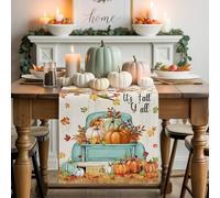 It's Fall Y'all Words Table Runner 72 Inches Long, Thanksgiving Pumpkin Blue Car Washable Table Runners Heat-Insulation Kitchen Dining Table Decorations for Home Party Decor 13x72in